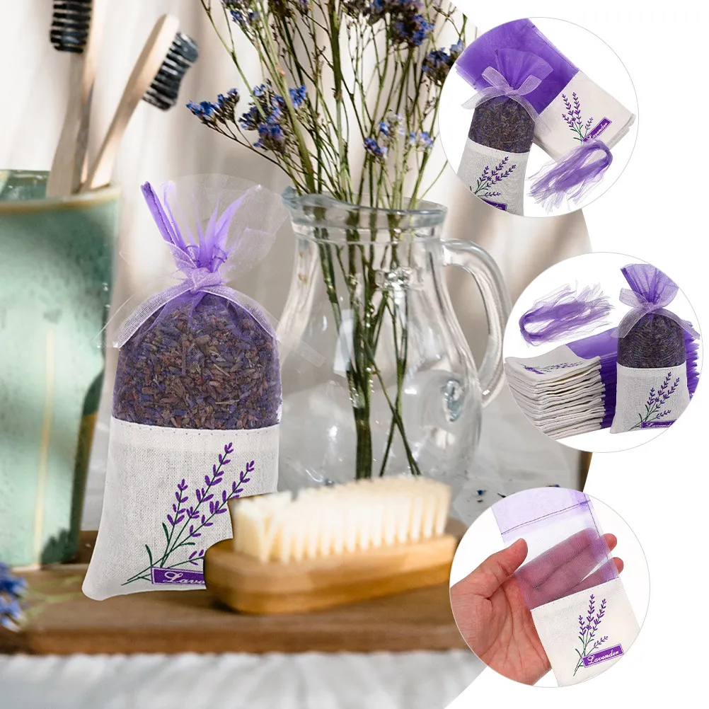 50Pcs Empty Lavender Sachet Bags Premium Drawstring Lightweight Fabric Scent Bag for Lavender Dried Herbs Insect Repellent Air