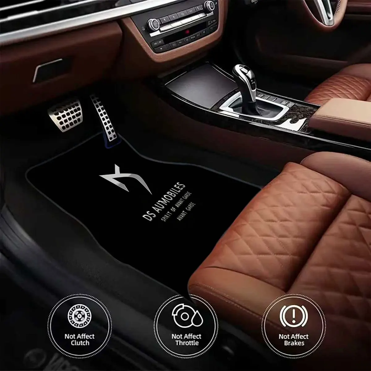 4pcs Crystal Velvet Car Mats With DS Logo And 'Avant Garde' Slogan, Durable And Easy To Clean, Machine Washable Or Hand Washable