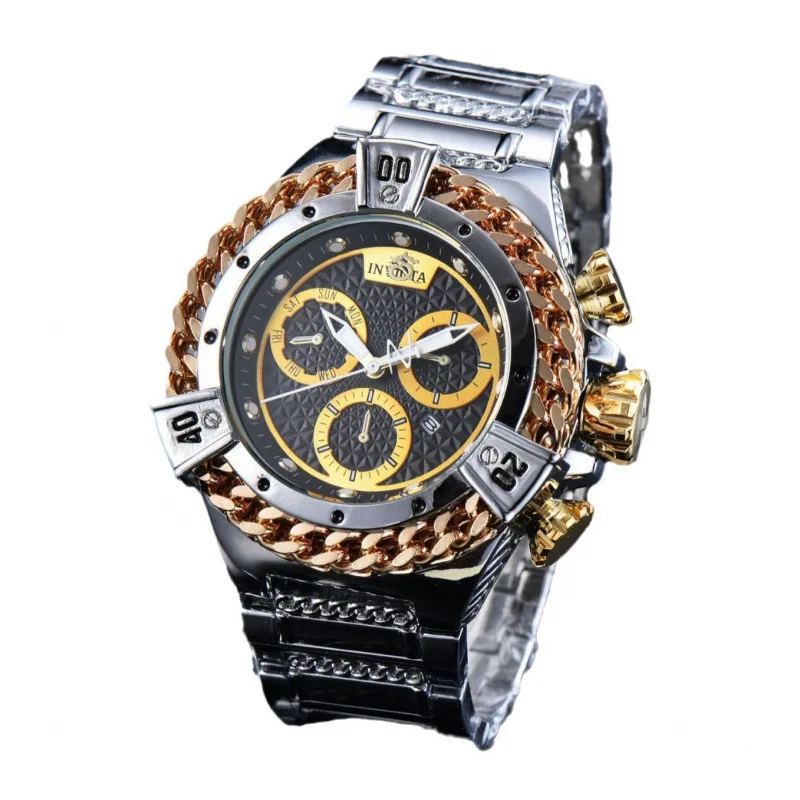 ​ ​ 2025 relógio coringa cromático de luxo masculino aço inoxidável movimento quartzo mostrador iridescente resistente à água 100m luminoso