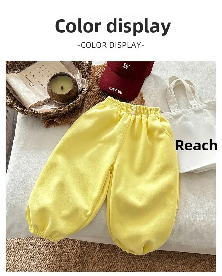 Koreanischer Stil, einfarbige Sport-Langhose für Kinder, Jungen und Mädchen, Frühling/Herbst, Freizeit-Hose, Jogginghose. – Detail 9