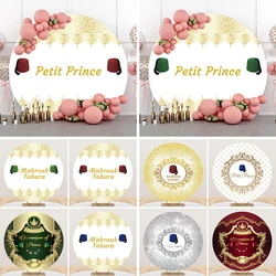 Petit Prince Hat Mabrouk Tahara Gold Old Vintage Pattern Round Backdrop Baby Shower Customize Circumcision Elastic Background