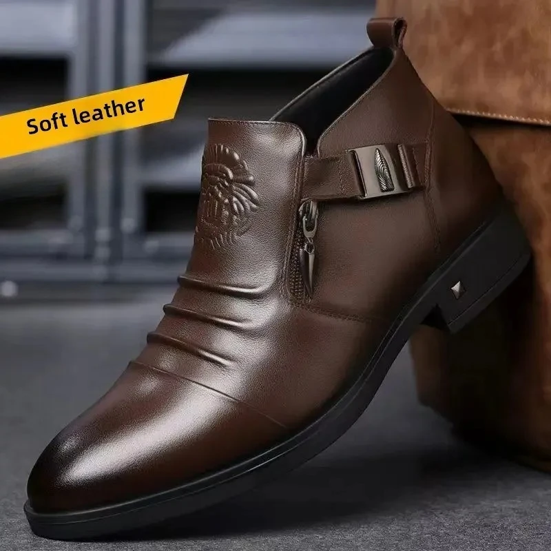 Trendy British Style Pointed Toe Men's Formal Shoes Wedding Boots Mid-Calf Men's Shoes Fashionable Men's Dress Shoe Zapatillas