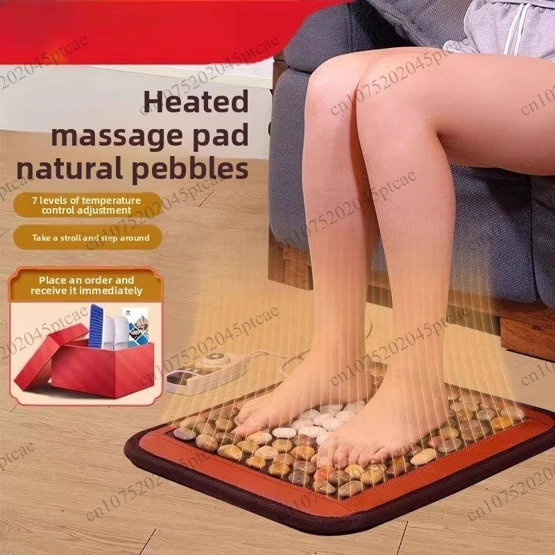 Step Finger Pressure Board, Stone Floor Mat, Electric Heating, Natural Pebble Foot Massage Pad