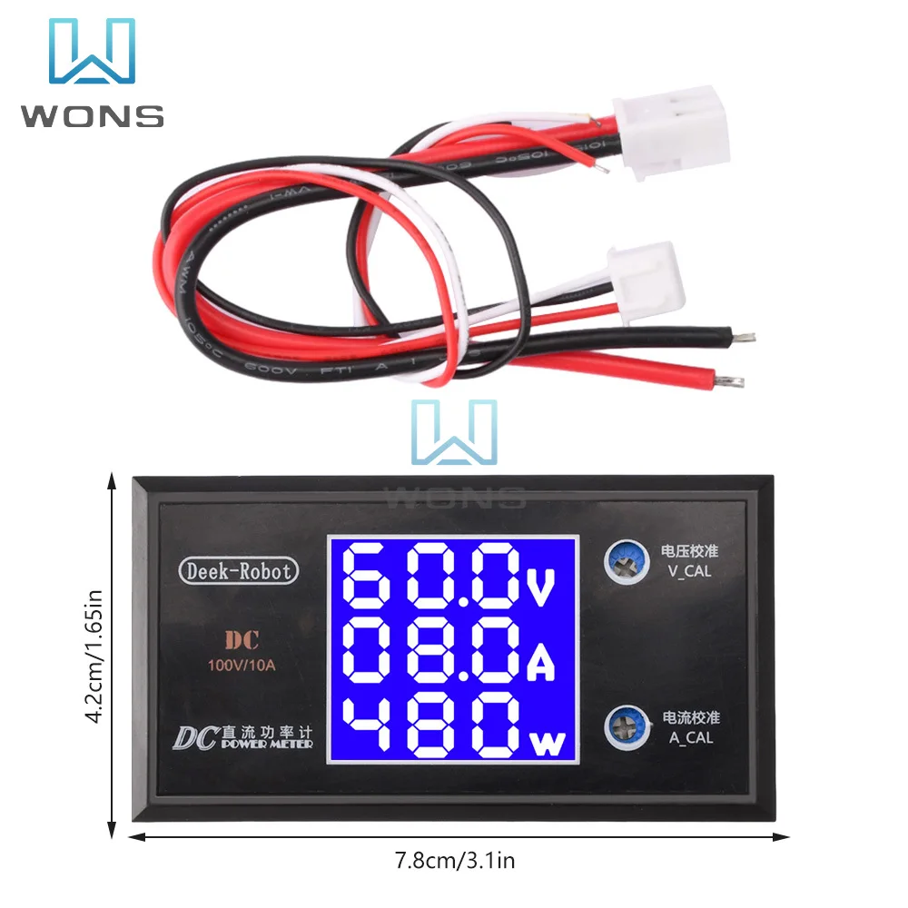 DC 0-100V 10A LCD Display Digital Voltmeter Ammeter Wattmeter Voltage Current Power Meter Volt Detector Tester 12V 24V 36V 1000W