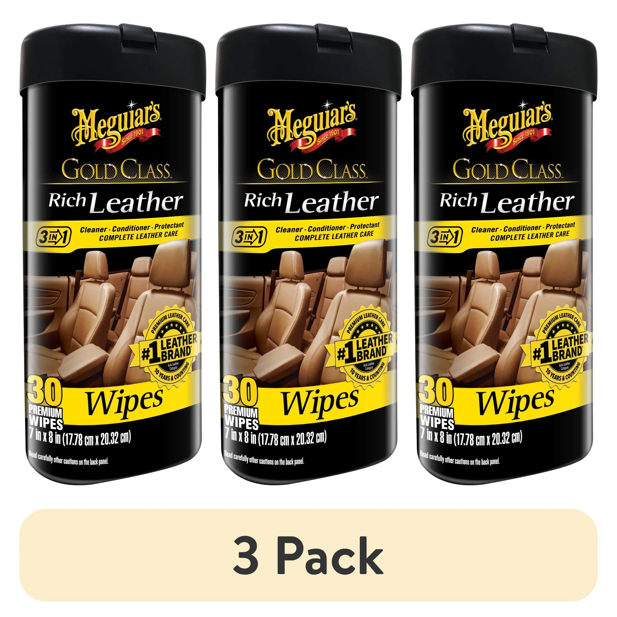 

(3 pack) Leather Cleaner & Conditioner , 25 Wipes