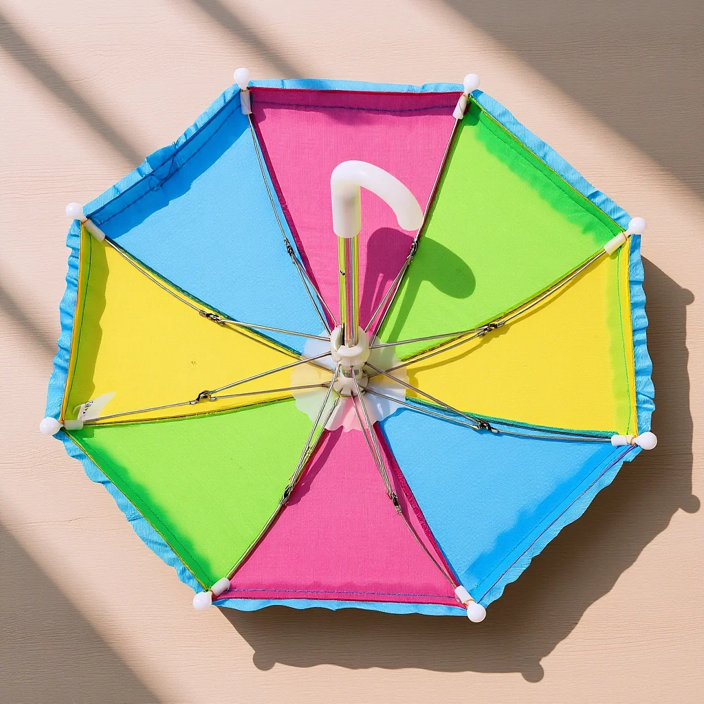 1 stks Mini Paraplu Leuke Regenboog Ontwerp Zachte Stof Kleine Paraplu Voor Meisjes Kids Fantasiespel Regen Accessoire Decor