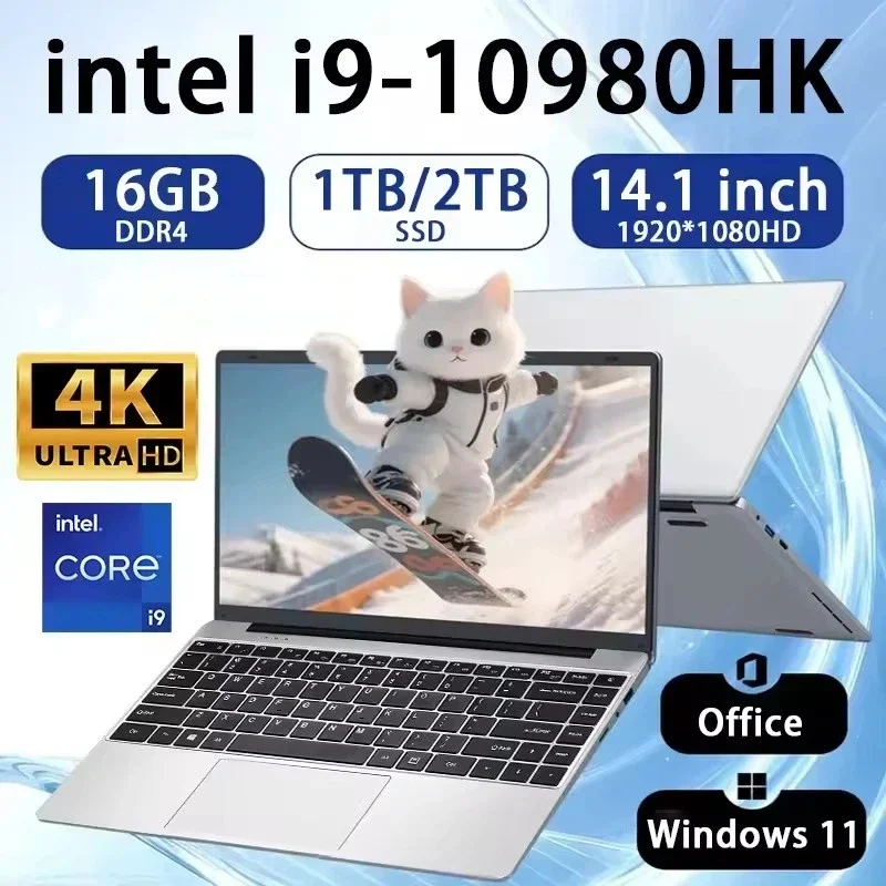 NEW Intel Core i9 10980HK laptop 14.1 inch 16GB RAM 2TB SSD Portable Gaming laptops Windows 11 Por Office PC Notebook computer