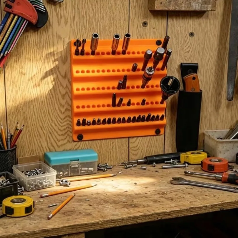 50 Hole Screwdriver Bit Organizer 3D Printing Large Capacity Hex Screwdriver Bit Holder Slot Design 6.3mm
