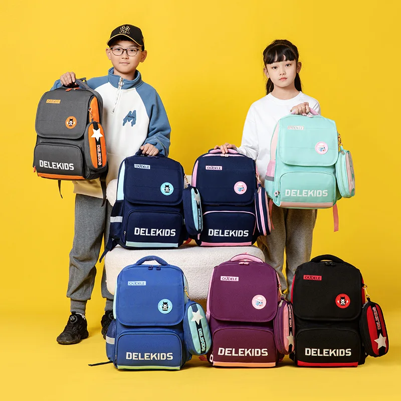 Spine-Protecting Oxford Cloth Backpack,School Bag for Elementary Boys Girls,Durable Kids Bookbag with Ergonomic Back Support