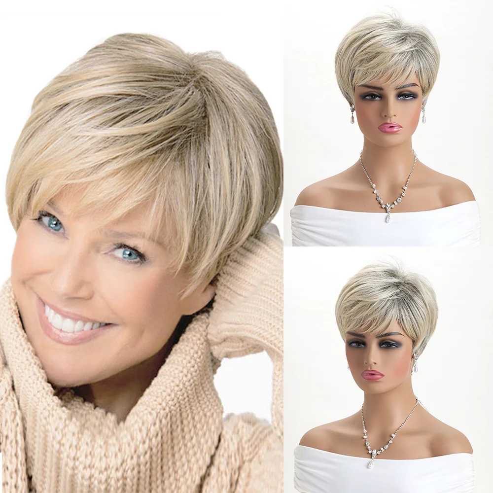 

New Synthetic Short Straight Wig with Bangs Fashion Party Date Daily Use for Women Natural Look Cosplay Hair