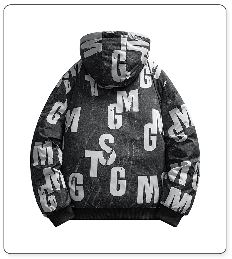 2026 Winter Men's Cotton Jacket letter pattern double-faced Cotton Jacket men Winter Coat Edition Trendy Thick solid color