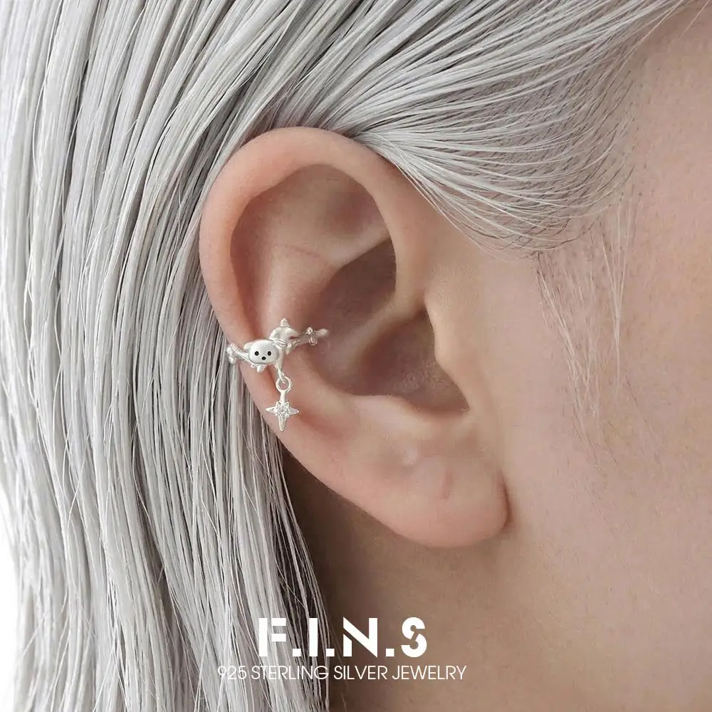 

F.I.N.S 1PC Original Puppy Bone S925 Sterling Silver Clip Earring Unique Cartoon Cute Dog Star Pendants Earcuff Catilage Jewelry