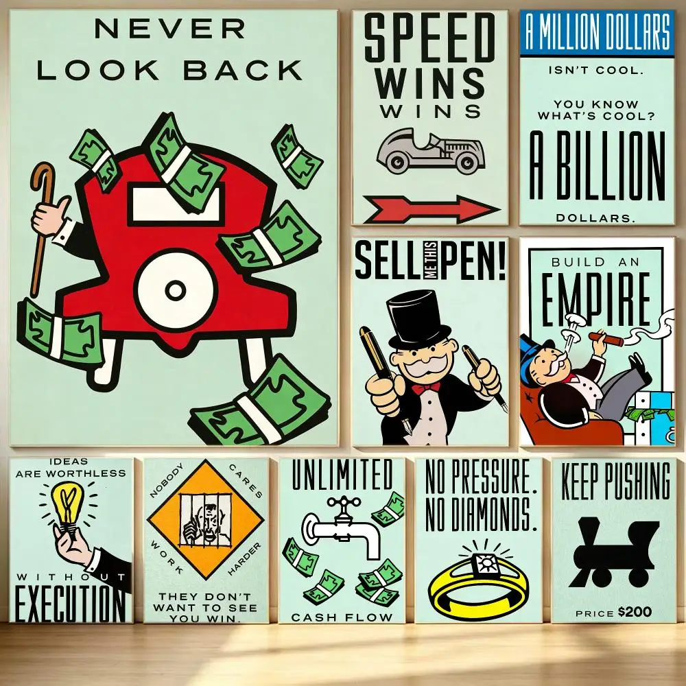 game Monopoly Poster Poster HD  Printing Soothing and Cream Style Home Decor for the Living Room cafes Gift Giving