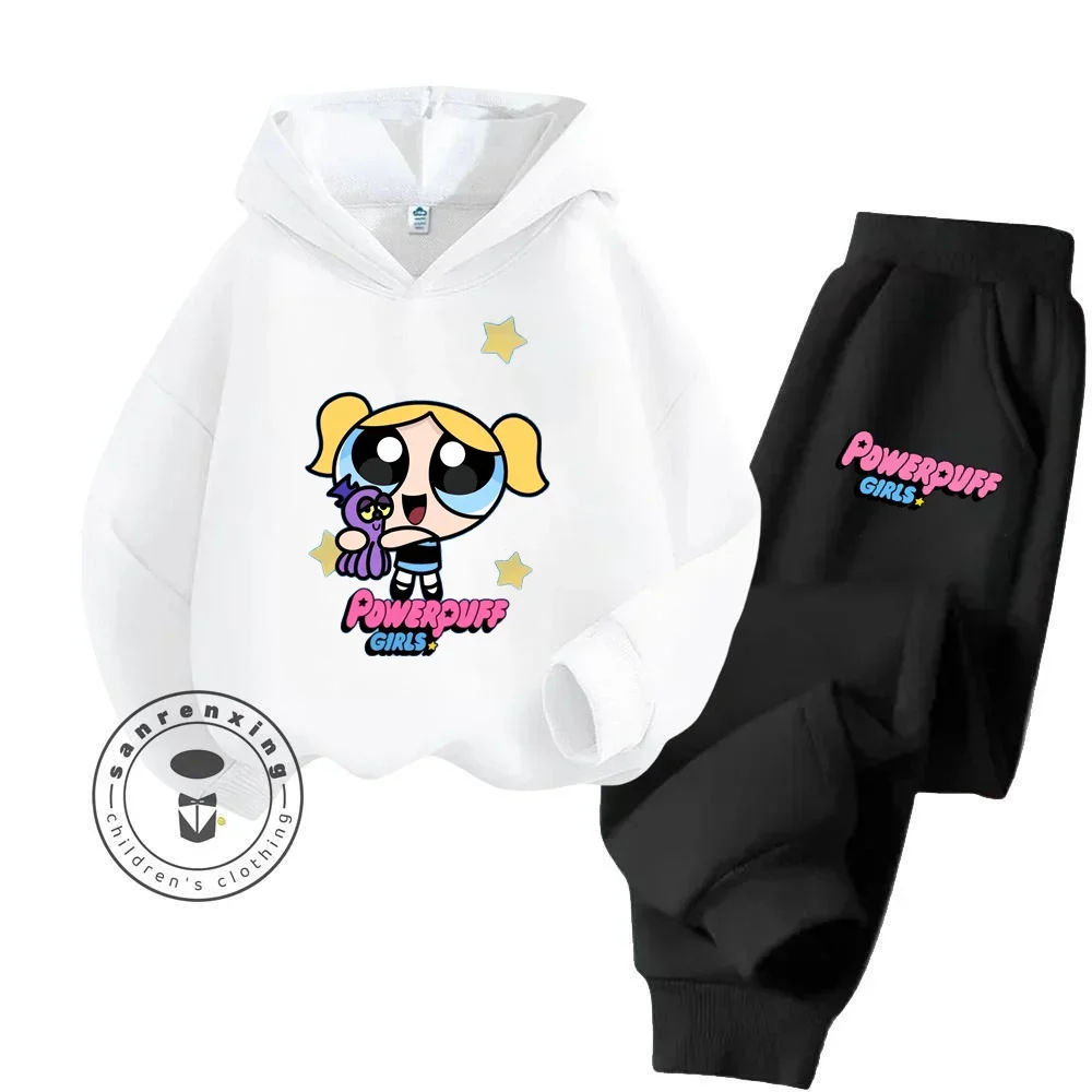 

2024 Cartoon The Powerpuff Girls Children's Apparel Ultra Cute and Cozy Anti Bacterial Hoodie Sets for Fall Winter Seasons
