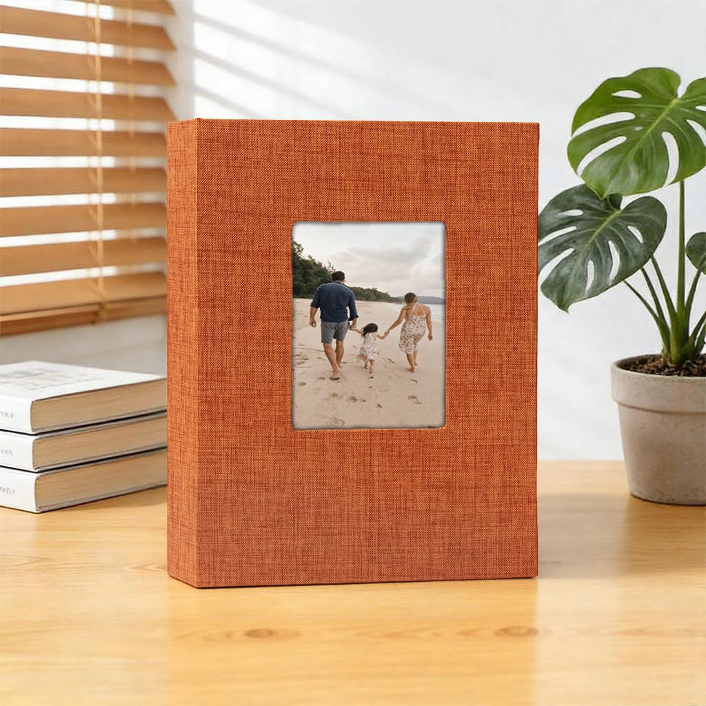 Multi-color Linen Front Window Photo Album 6 Inch 104 Pockets, Baby Family Memory Book image 3