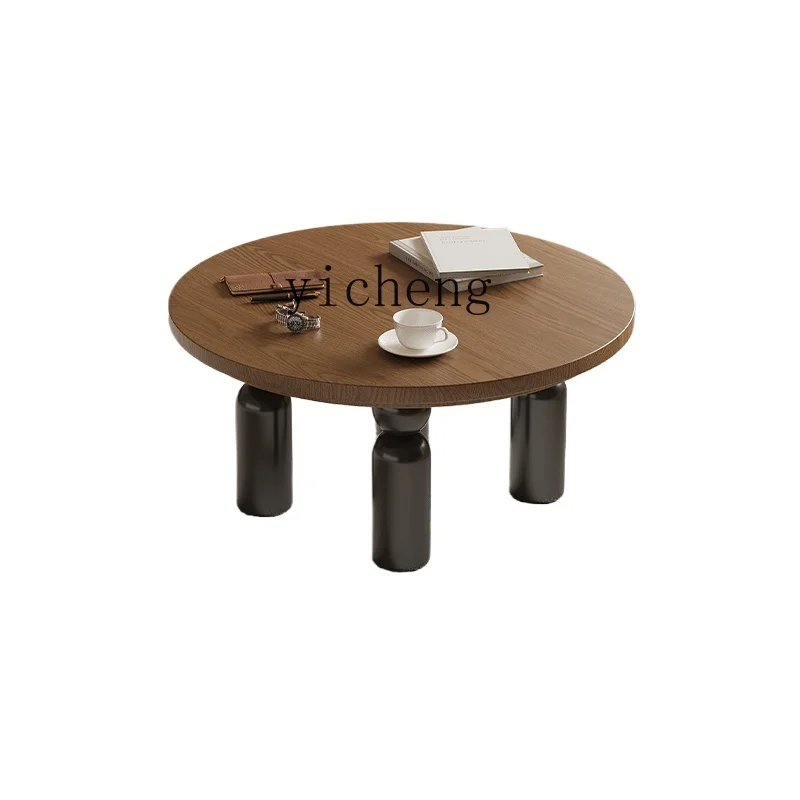 Tqh round Tea Table Combination Living Room Retro Designer Quiet Style Bed & Breakfast Log Side Table Table