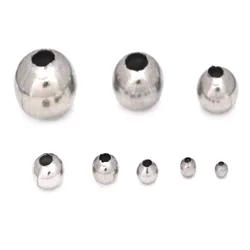 30-200PCS Thin Style Stainless Steel Loose Spacer Beads Ball Beads for DIY Crafts Bracelet Necklace Jewelry Making Accessories