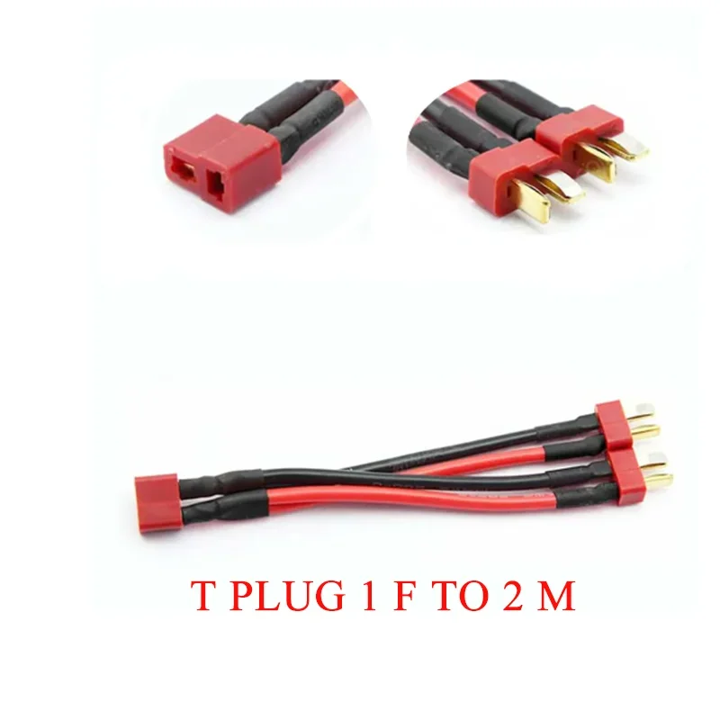 100mm T Plug/XT60/XT90 Parallel Battery Connector Cable Male/Female Dual Extension Y Shape 12AWG Silicone Wire for RC Drone