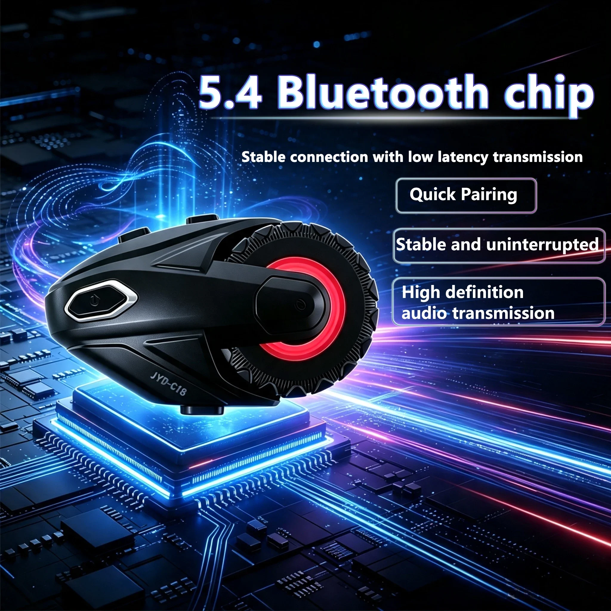 1/2Pcs Motorcycle Bluetooth 5.4 Helmet Intercom Headset 500M Intercom for 2 Rider Wireless Handsfree Call Music Player Earphone