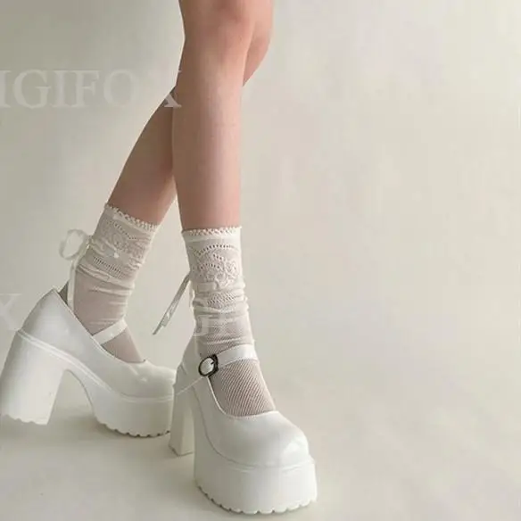 GIGIFOX-zapatos de tacón con plataforma para mujer, calzado de punta redonda, estilo gótico, informal, con hebilla y tiras, Lolita