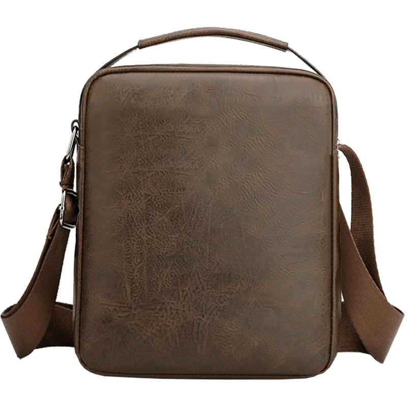 Neutral style men's and women's business single shoulder bag made of PU material with multiple pockets, suitable for work.