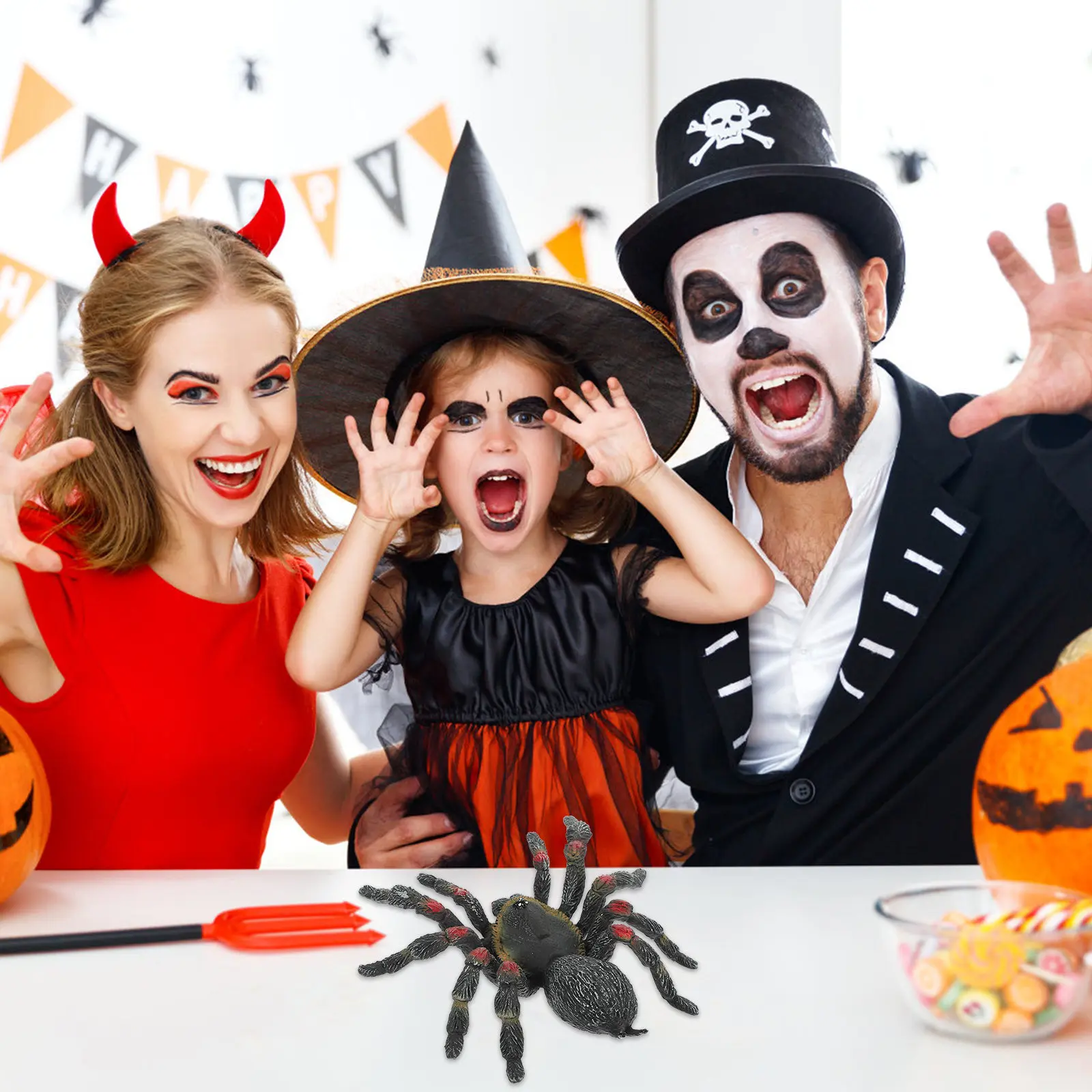 2Pcs Simulated Spider Halloween Party Prank Realistic Scary Props Lifelike Creepy Decor for Kids Education Spider