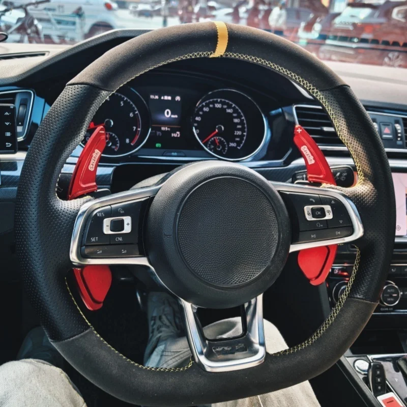 

Чехол на руль автомобиля, оплетка из натуральной кожи для Volkswagen VW Golf 7 GTI Golf R MK7 VW, чехол на руль автомобиля, аксессуары