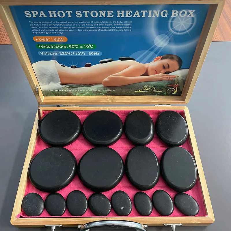 EU Professional SPA Hot Stone Portable Heating Box Holds 16Pcs Massage Stone Warmer Cases Heater For Home Salon Relaxing Massage