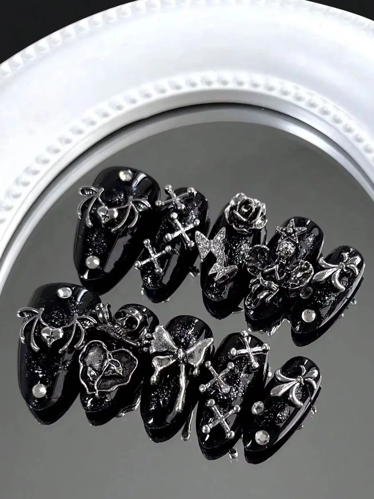 10-Piece Set of Dark Gothic Nail Stickers