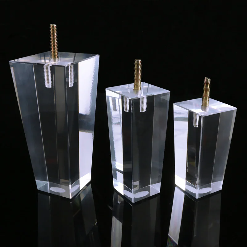 Acrylic Furniture Legs Square Transparent Cabinet Dresser Wardrobe Foot Sofa Holder For Modern Furniture Coffee Tables Couch Fee