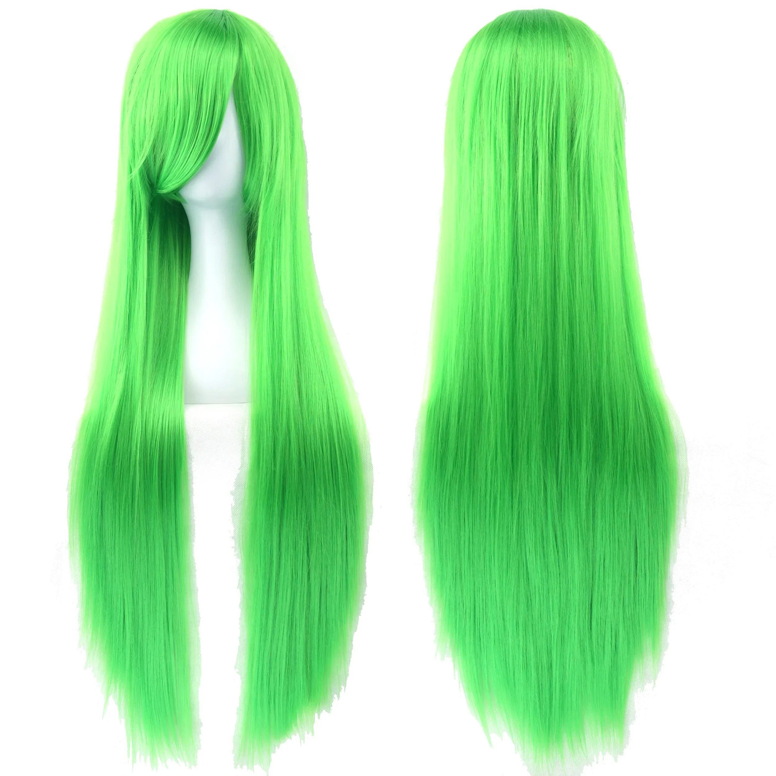 Peluca azul de pelo sintético de 80cm de largo para mujer, pelucas de pelo liso para fiesta, color gris burdeos, pelucas verdes de pelo falso