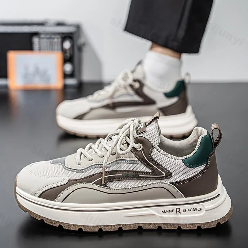 

Мужская модная трендовая повседневная спортивная обувь на толстой подошве, осень 2023, новые сетчатые дышащие удобные универсальные низкие кроссовки на массивном каблуке