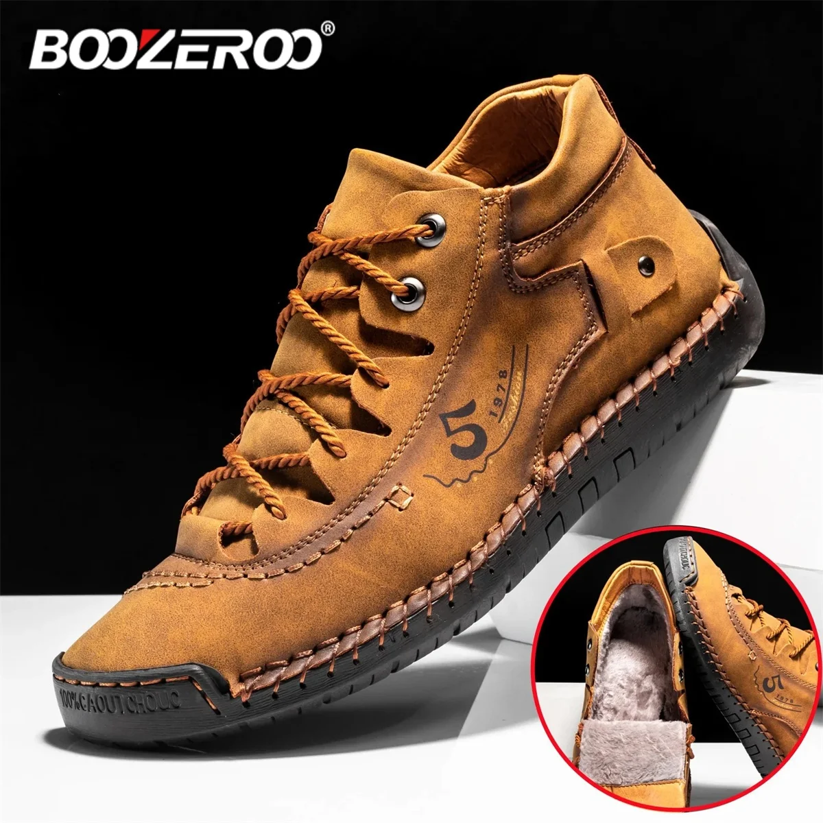 BOOZEROO  Winter Vintage Handmade Casual Shoes Comfortable Outdoor Sneaker Business Oxfords