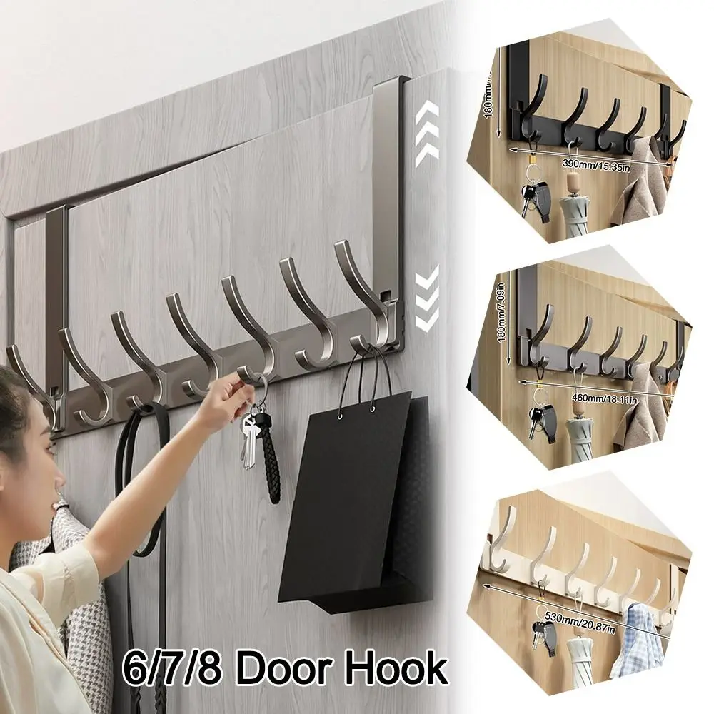 Punch-free 6/7/8 Door Hook Traceless Storage Holder Clothes Hanger Bathroom Organizer Rack Kitchen Accessories Coat Hook