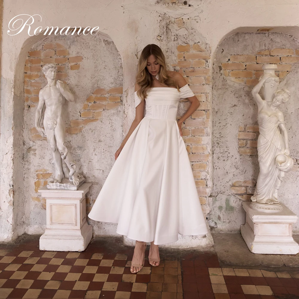 シンプルなプリーツストラップレス A ラインのウェディングドレス 2026 オフショルダー足首までの長さのバックレスブライダルドレス Vestidos De Novia カスタマイズ