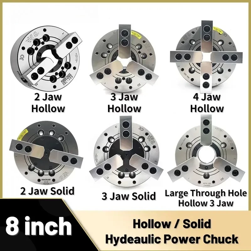 2026 hot sale for Hydraulic Chuck 8 Inch 210mm High Speed Oil Power Hollow Through Hole 2 3 4 Jaws for High Speed CNC Turning