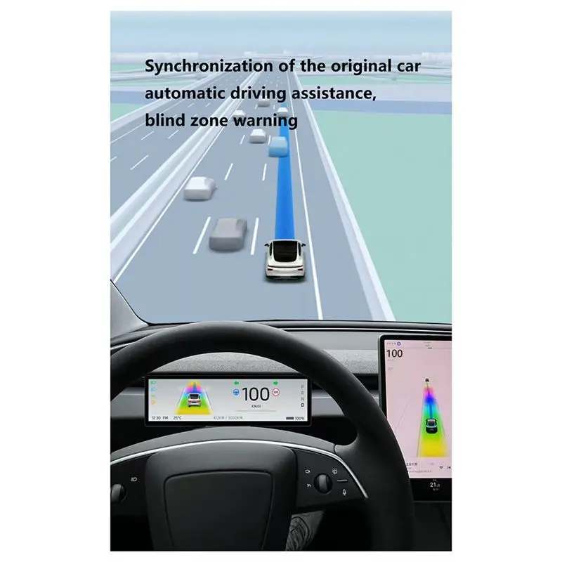 8.8 Inches 2.5D Meter Screen Smart Head-Up Display Wireless Carplay For Tesla Model 3 Highland 2024 Speedometer