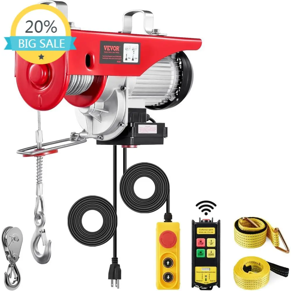 

Heavy-Duty 2200 lbs 120V Electric Winch with 328ft Wireline and 14ft Wired Remote, 40ft Lifting Height, Suitable for Single/Doub