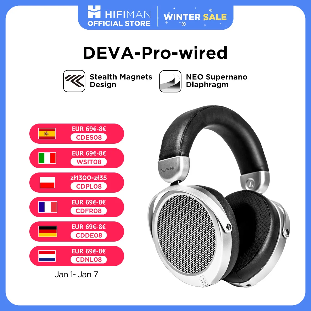 HIFIMAN Deva-Pro Over-Ear Open-Back Planar Magnetic Headphone with Stealth Magnets-Wired Version