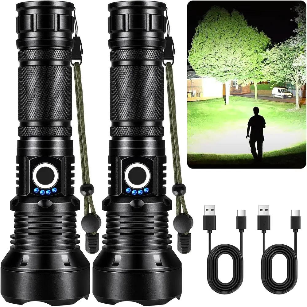 

Rechargeable 90,000 Lumens LED Flashlight, Waterproof for Home and Outdoor Use