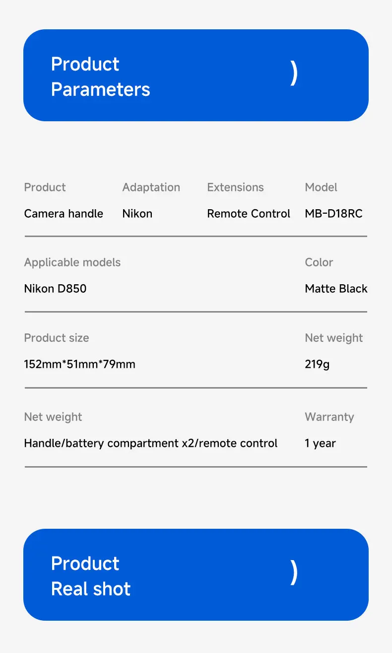 MB-D18 Batteriegriff für Nikon D850, Unterstützung für vertikale Aufnahmen, kompatibel mit EN-EL15, EN-EL15a oder 8 AA-Batterien – Detail 11