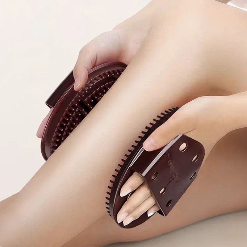 2pcs Brown Massage Brushes For Body Meridian Weight Loss At Home Beauty Salon