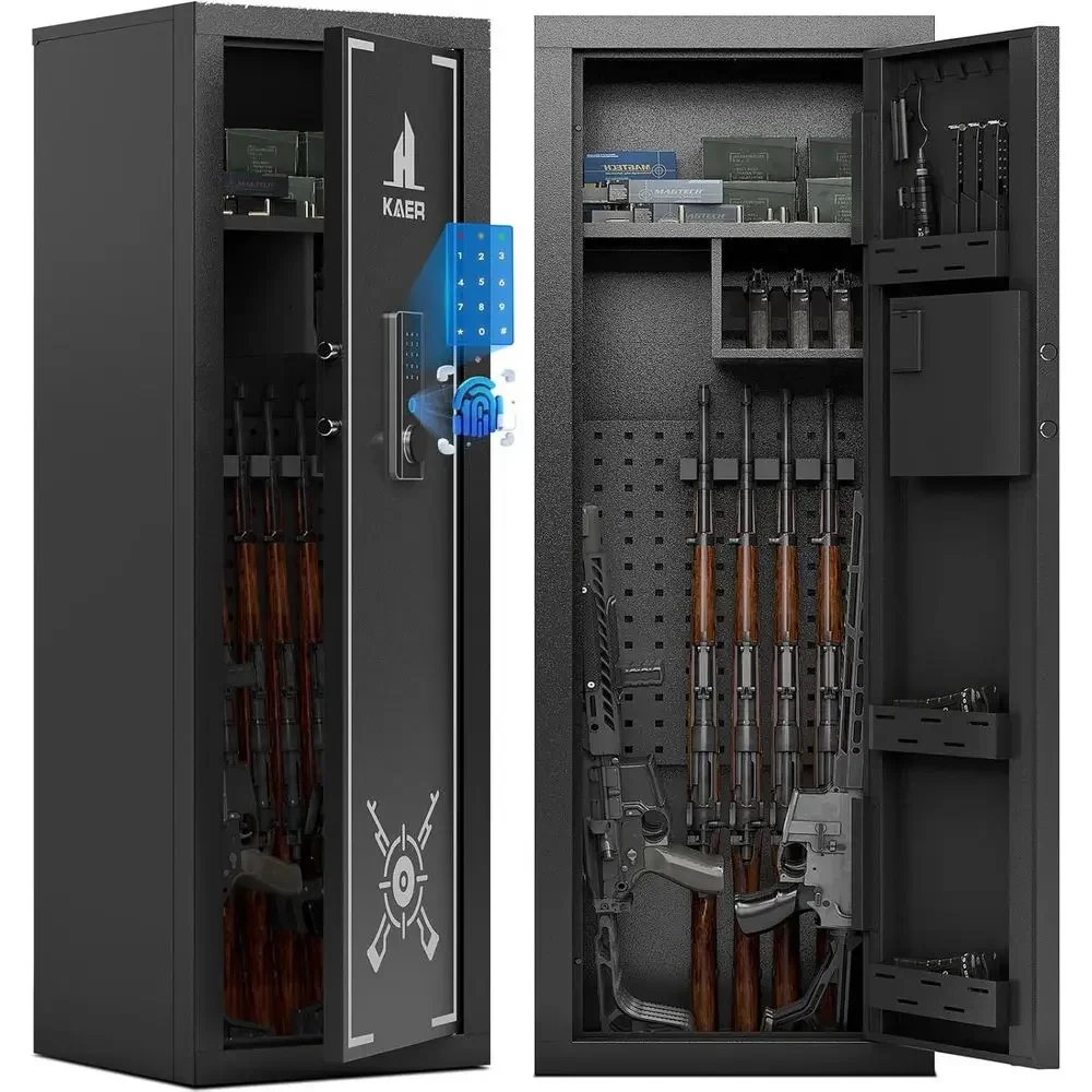 Biometric Safe with Fingerprint Lock for 14-15 Firearms and Pistol Storage, Suitable for Home and Hunting Enthusiasts