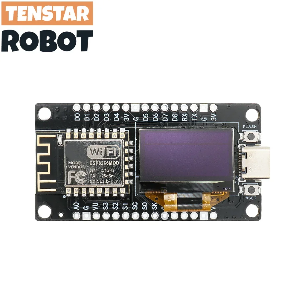 NodeMCU ESP8266 V3 Development Board With 0.96 Inch OLED Display CH340 ESP-12F WiFi Module TYPE-C USB For Arduino/Micropython