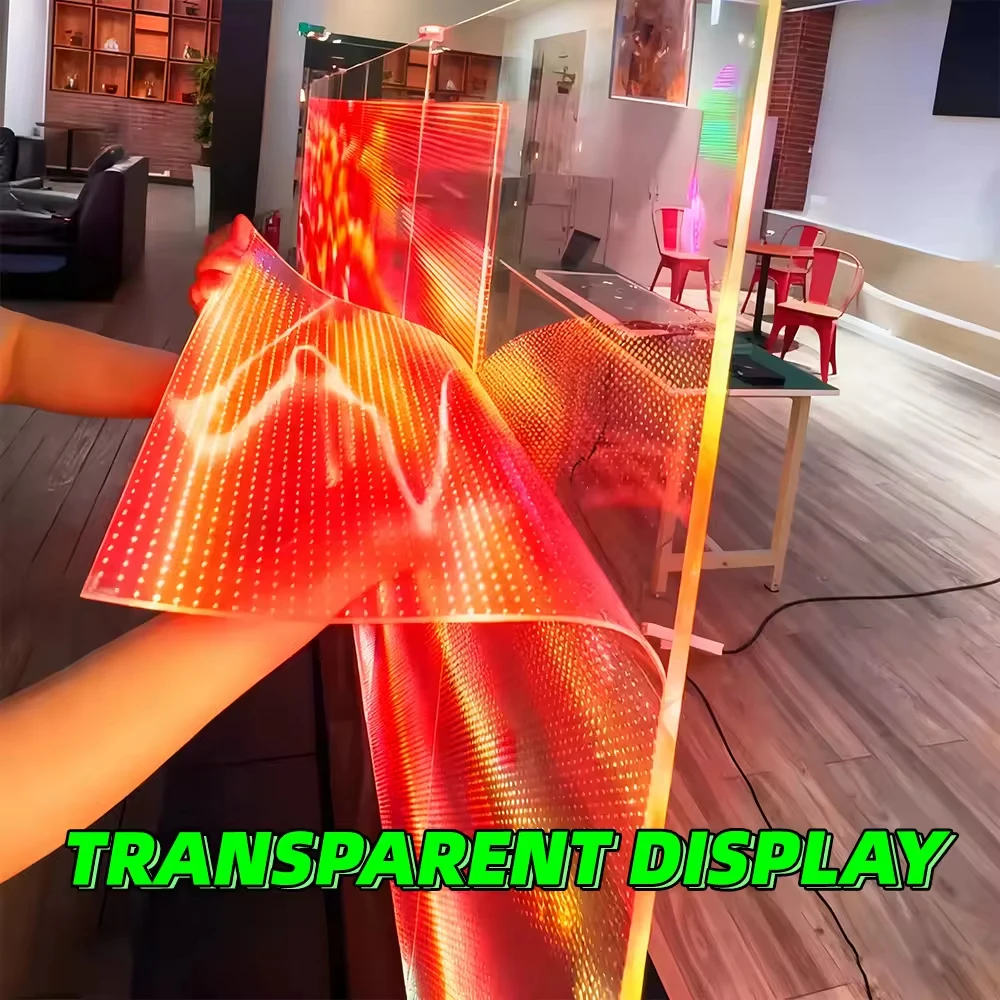 Ultra Thin Transparent LED Film Screen P6 P8 P10 Commercial Glass Window HD Video Wall