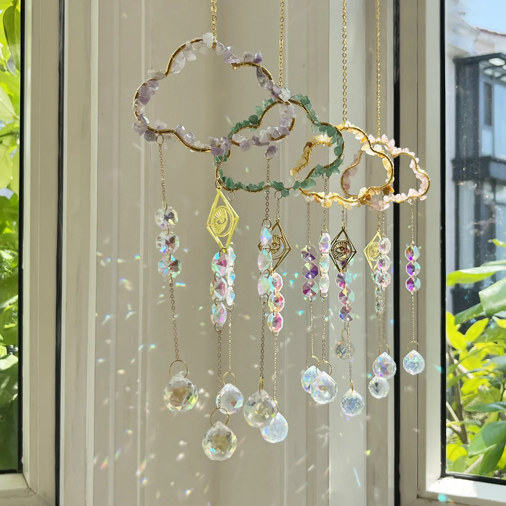 

Could Suncatcher Crystal Hanging Decoration Stained Glass Evil Eye Rainbow Maker for Outdoor Window Decor Garden Decoration Gift