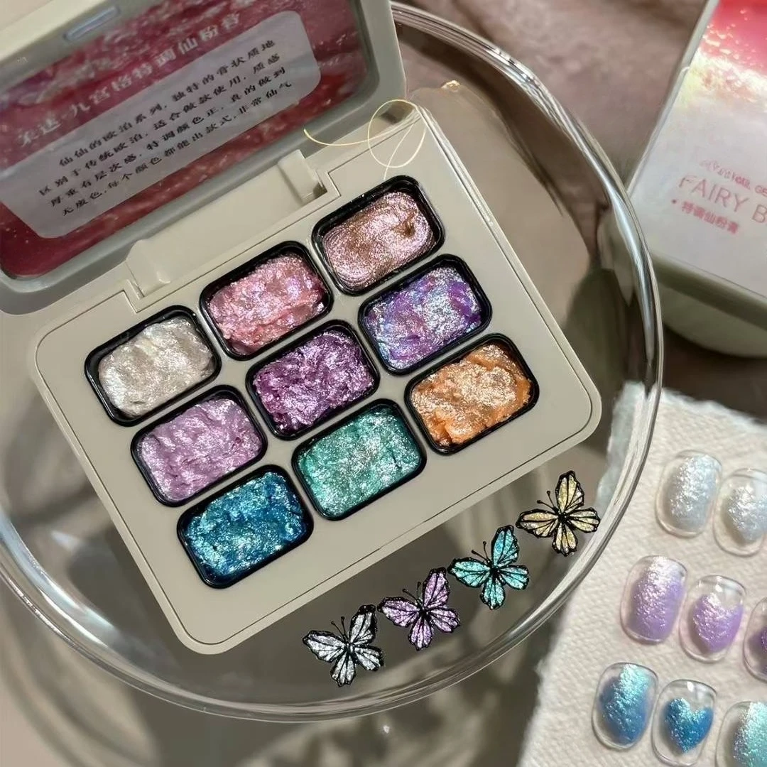 Aurora Fata Polvere Crema Solido Glitter per unghie Scintillante Fango di cristallo Texture Iridescente Broccato Fiocchi Decorazione fai da te Pigmento per manicure