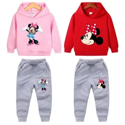 Disney Spring Autumn Girls Minnie Clothing Suit Baby Girls Clothes Kids Sport Hoodies Pants 2Pcs Sets Fahion Toddler Tracksuits