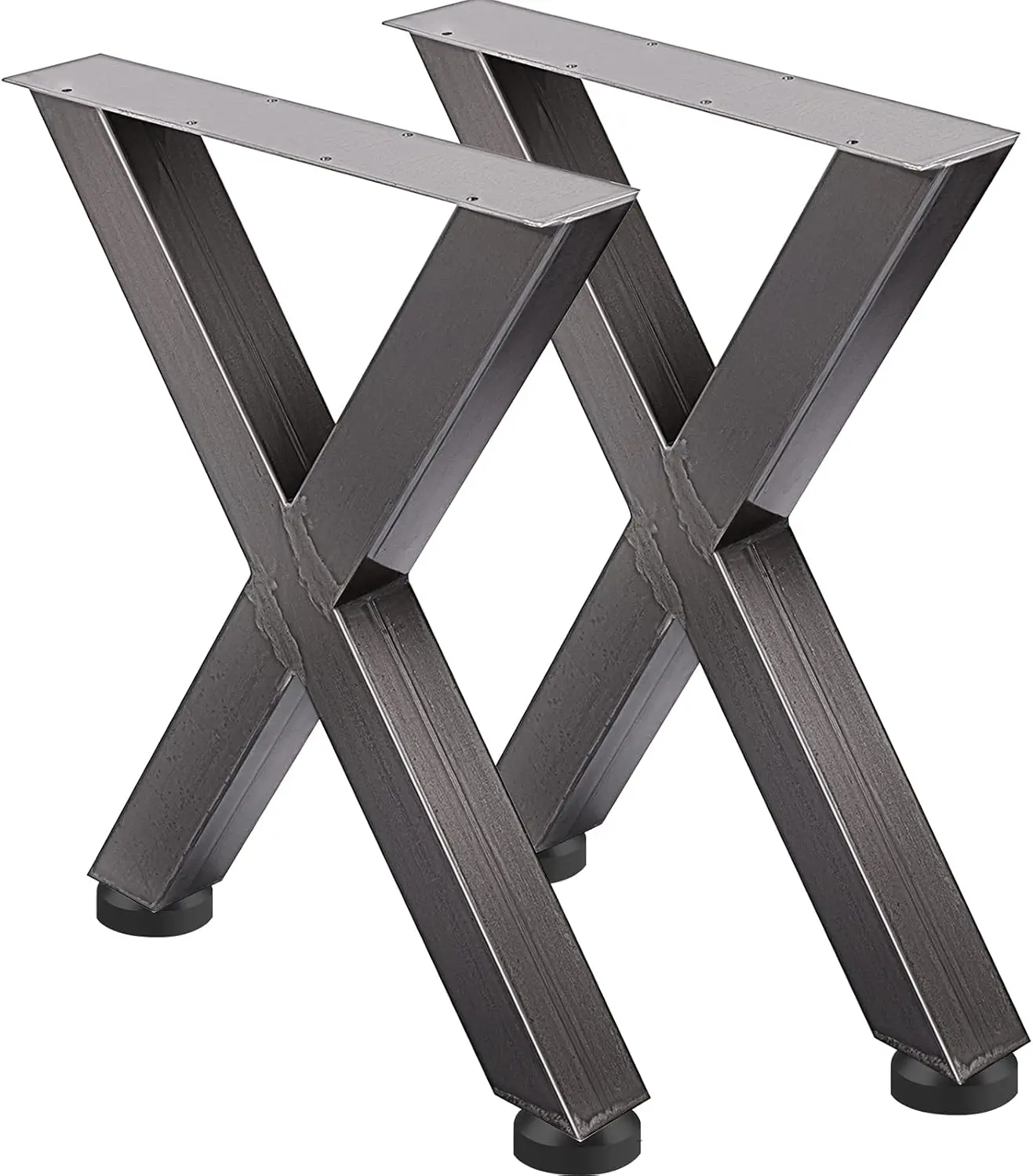 

Set of 2 Steel Table Legs, 28''Height 24''Wide Dining Table Legs, Heavy Duty 3.1" Square Box Section X Frame Table Legs, 28x24x3