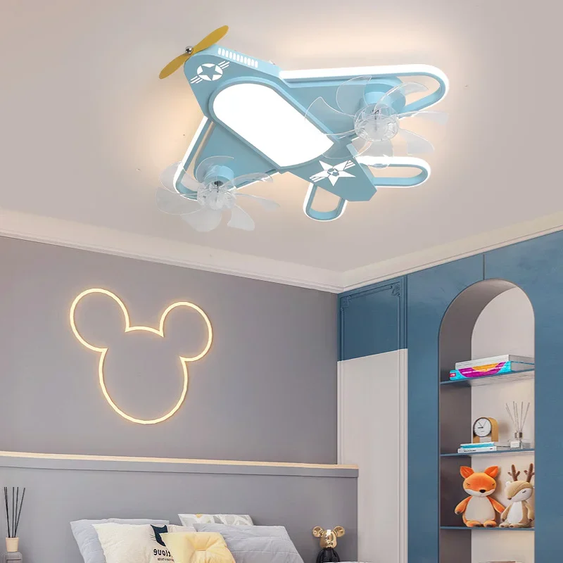 

Creative children's room ceiling fan lights airplane fan adjustable study restaurant lighting decorative LED ceiling lights